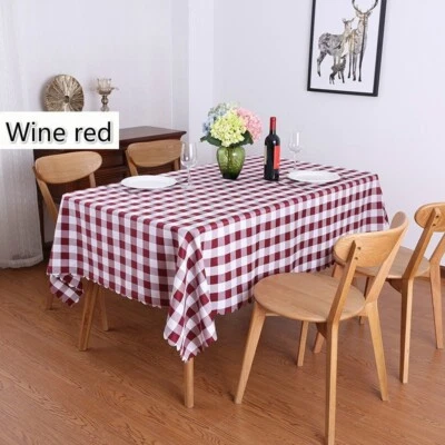 Checked Polyester Table Cloths Rectangular Banquet Dining Table Covers Pastrol - Image 1 of 4