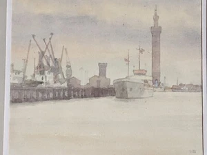 Original watercolour painting by Robert Sawyers ARCA 1923-2002 Grimsby Harbour - Picture 1 of 20