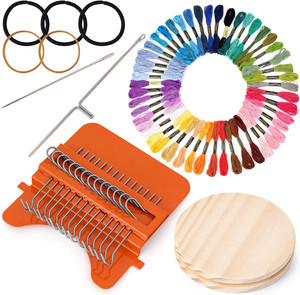 Caydo 14 Hooks Speedweve Darning Mini Loom Machine with 50 Color Darning Threads