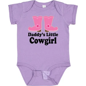 Inktastic Daddy's Little Cowgirl Baby Bodysuit Boots Pink Cowboy Western Cute - Picture 1 of 13