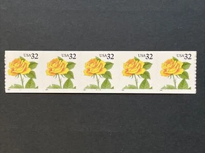 US PNC5 32c Yellow Rose Stamp Sc# 3054 Plate# 4455, MNH - Picture 1 of 2