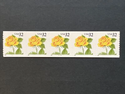 US PNC5 32c Yellow Rose Stamp Sc# 3054 Plate# 4455, MNH - Image 1 of 2