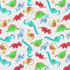 BTHY Henry Glas Dinosaurier Königreich Dino weiß Baumwollstoff Meterware 9758 - Bild 1 von 1