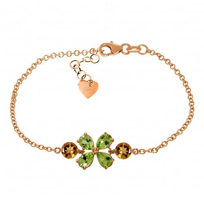 14K. SOLID GOLD BRACELET WITH PERIDOTS & CITRINES - Image 1 of 4