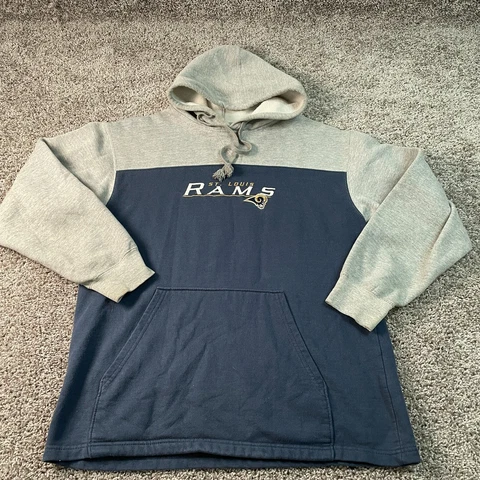 St Louis Rams Sweater Adult Large Blue Gold Sweatshirt Hood Football Mens Cover