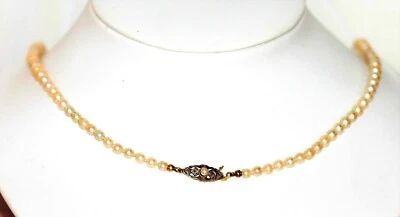 Perlen Kette Perlencollier Perlenkette 14 Karat Gold Verschluss 585-er Gold. Dam - Bild 1 von 4