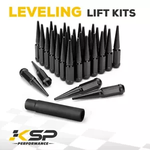 32PCS M14x1.5 Spike Lug Nuts For Chevy Silverado 2500 3500 Ram 1500 Black 4.5" - Picture 1 of 6