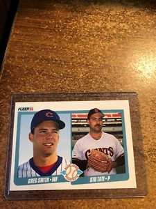 1990 Fleer Baseball # 643 Prospects Greg Smith & Stu Tate RC
