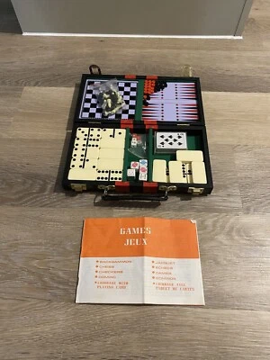 Backgammon, Dominoes, Chess, Checkers Set with Carry Case Travel Family Games - Image 1 of 4
