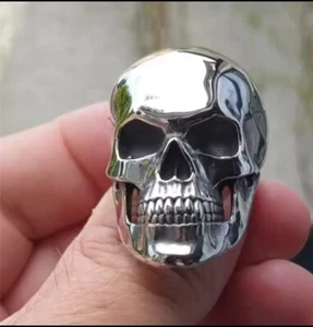 Mens Biker Gothic Skull Ring Band Stainless Steel Heavy size 10 Chunky T 1/2 - Picture 1 of 3