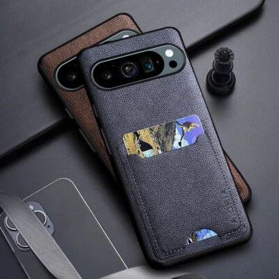 For Google Pixel 9 Pro XL Luxury Leather Card Slot Back Hybrid Soft Cover Case - Image 1 of 4