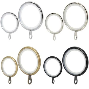 Chrome Brass Silver & Black Metal Curtain Rings FIT 16/19/25mm POLE 1" Rod/Rail - Picture 1 of 15