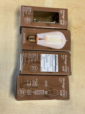 4 Light Bulbs Heritage Series Amber 60W ST18 Squirrel Cage Filament 0607167 Bulb - Image 1 of 4