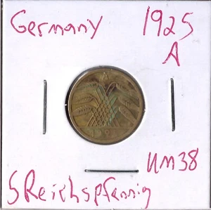 Moneda Alemania (Weimar) 5 Reichspfennig 1925 A KM38 - Imagen 1 de 1