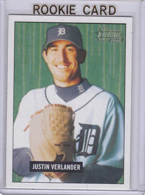 Justin Verlander 1st RC Detroit Tigers 2005 Bowman Heritage BASEBALL ROOKIE CARD - Image 1 of 2