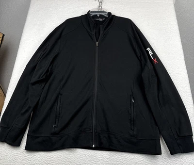 RLX Ralph Lauren Track Jacket XXL Men Black Cotton Full Zip Warmup Zip pockets - Image 1 of 4