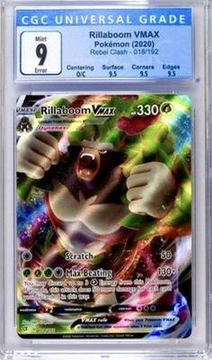 Pokemon TCG Error Rillaboom VMAX Evolving Skies Holo NM CGC MISCUT - Image 1 of 2