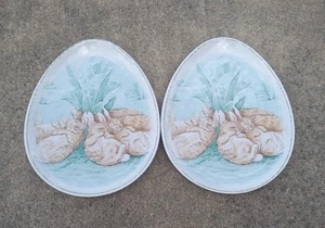 Pottery Barn kids Peter Rabbit Oval Egg shape melamine plates Beatrix Potter  - Picture 1 of 4