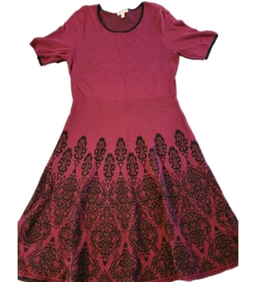 DB платье сарая женское платье 2 X бордовый черный крой Расклешенный вязаный короткий рукав средний - Изображение 1 из 4