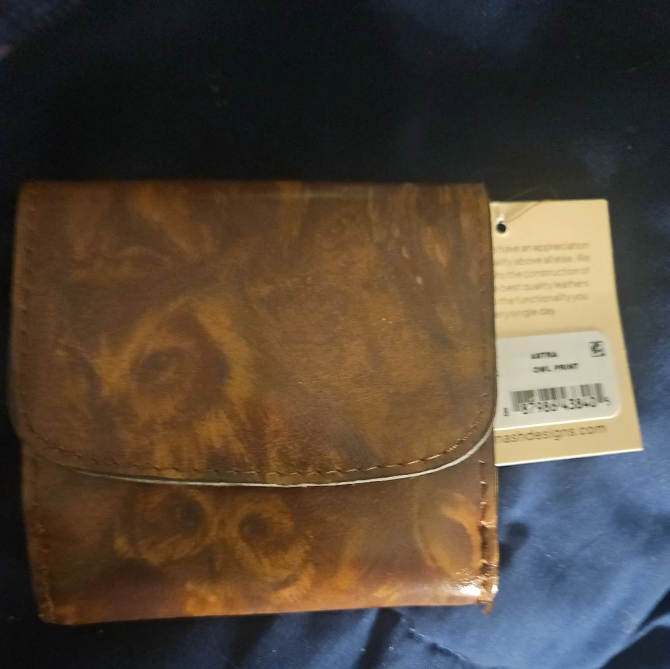 Cartera de crédito PATRICIA NASH de cuero con estampado de búho Astra doble pliegue RFID precio de venta sugerido por el fabricante: $99 ¡NUEVA CON ETIQUETAS! Foto 1 de 1