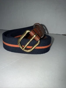 Barrons-Hunter marineblau orange Streifen Stretch Gürtel Leder Akzente Größe 38 gebraucht, in einwandfreiem Zustand - Bild 1 von 7