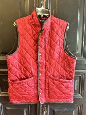 Chaps Mens Puffer Vest Size Medium Red With Black Trim Zipper & Snap Buttons - Image 1 of 4