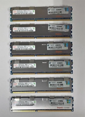48GB (6x8GB) Hynix 2Rx4 PC3L-10600R DDR3-1333MHz Reg ECC HMT31GR7BFR4A-H9 - Image 1 of 2