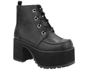 T.U.K. Boots A8663L Nosebleeds Split Stack Schwarz Leder 4 Big Eye - Picture 1 of 4