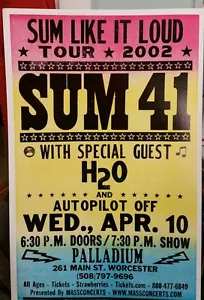 SUMA 41..H20... Póster de concierto con impresión en bloque Worster MA - Imagen 1 de 4