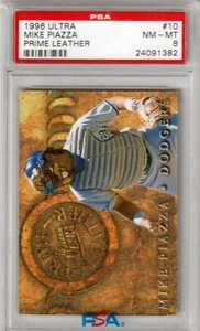 MIKE PIAZZA 1996 Fleer Ultra Prime Leather #10 PSA 8 NM-MT - DODGERS POP 2 - Picture 1 of 2