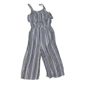 Justice Girls Sleeveless Striped Ruffle Jumpsuit Blue & Purple Size L 12 1698 - Picture 1 of 4