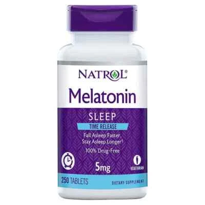 Natrol Melatonina Liberación Tiempo 5 mg., 250 Comprimidos --100% SOPORTE PARA DORMIR LIBRE DE MEDICAMENTOS Foto 1 de 3