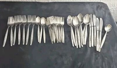 Stylecraft SYF2 Stainless Japan T&N Rose Satin Handle Silverware Lot Of 44 - Image 1 of 4