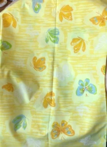 Vintage 80s Curtain 5 Panels Rod 50% Cotton/Poly Not Hemmed Butterflies Yellows - Picture 1 of 5