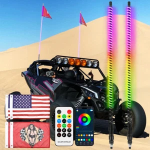 3FT Lighted Spiral LED Whip Antenna w/Flag For Polaris RZR 900 1000 XP ATV UTV - Imagen 1 de 14