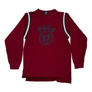 Vintage Polo Ralph Lauren Long Sleeve Shirt Youth Size Large Red Spell Out Y2K - Picture 1 of 7