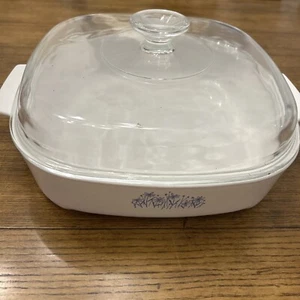 Vintage CORNING WARE Microwave Browning Dish White MW-A-10 Pyrex A-12-C 10" Lid - Picture 1 of 2