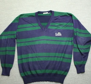 Camisa Vintage Lacoste Suéter a Rayas Verde Azul Francia Para Hombre M-L - Imagen 1 de 16