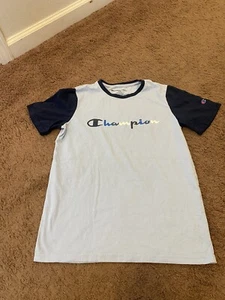 Champion T-Shirt Script Logo Boys Tee Light Blue 18 / 20 - Picture 1 of 3