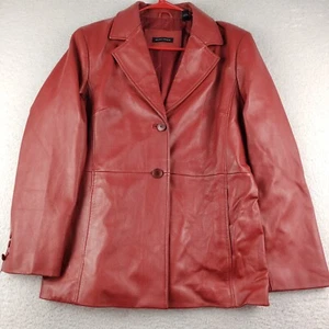 Valerie Stevens Red Leather Jacket Women's Large Coat - Picture 1 of 9