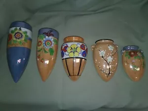 5 - Tasche da parete in ceramica Giappone lucentezza dipinte a mano fiori viti rami vasi - Foto 1 di 15
