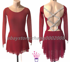 Red Ice Skating Dress.Figure Skating Competition Dress.Twirling Dance Custom