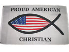 3X5 Américain Fier Chrétien Poisson Jésus Premium Drapeau 3'X5' Banner ?illets