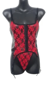 Sexy Red Heart Lace and PVC Basque - Picture 1 of 1