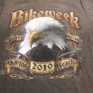 2010 Bike Week Daytona Beach 69th Annual Grey Medium Eagle Moto T shirt - Picture 1 of 6