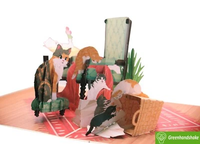 Cómodos momentos de gato, tarjeta emergente, tarjetas de felicitación emergentes 3D para toda ocasión Foto 1 de 4
