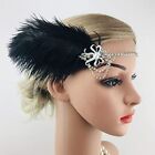 1920s Flapper Headband Vintage Feather Headpiece Silver Gatsby Crystal Headpiece