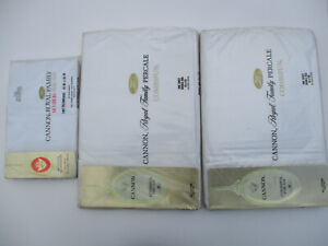 2 Cannon Royal Combspun Percale Flat Sheets Double Bed White & Pillowcases NOS