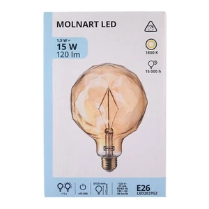 IKEA MOLNART LED Bulb E26 120-Lumen Globe-Shaped Faceted Glass 5" 505.134.70 - Picture 1 of 2