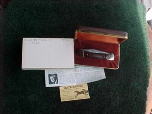 Vintage 1981 BUCK MUSTANG 3 Blade Pocket Knife Etched w Matching Numbers NOS NIB - Picture 1 of 7